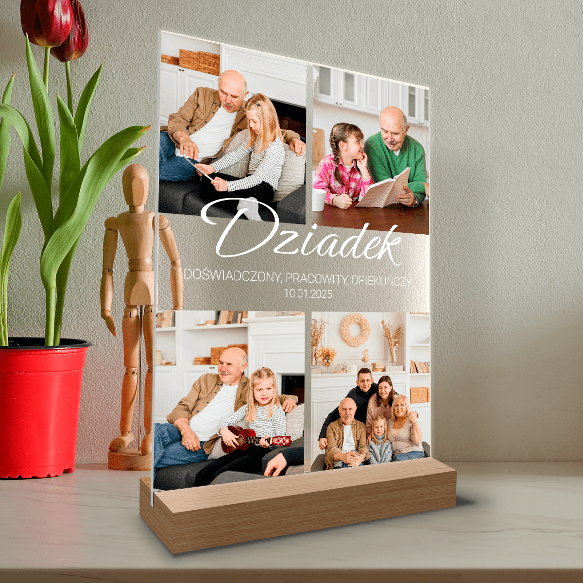 Kubek + herbata + druk na szkle DZIADEK - zestaw prezentowy Box 3 w 1, spersonalizowany prezent dla dziadka - idamell.com