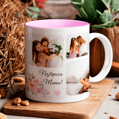 Kubek + poduszka z nadrukiem MAMA - zestaw prezentowy Box 2 w 1, spersonalizowany prezent dla mamy - idamell.com