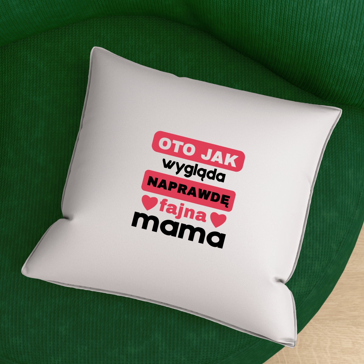 Kubek + poduszka z nadrukiem MAMA - zestaw prezentowy Box 2 w 1, spersonalizowany prezent dla mamy - idamell.com