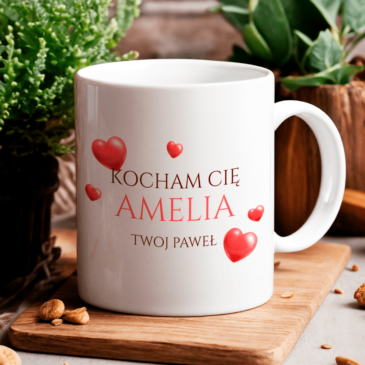 Kubek + poduszka z nadrukiem ROCZNICA - zestaw prezentowy Box 2 w 1, spersonalizowany prezent dla niej - idamell.com