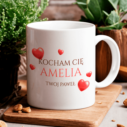 Kubek + poduszka z nadrukiem ROCZNICA - zestaw prezentowy Box 2 w 1, spersonalizowany prezent dla niej - idamell.com