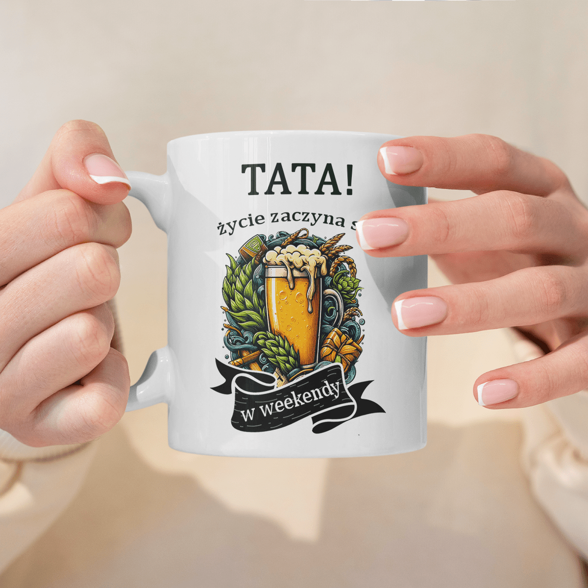 Kufel piwa - 1x Kubek z nadrukiem, spersonalizowany prezent dla taty - idamell.com