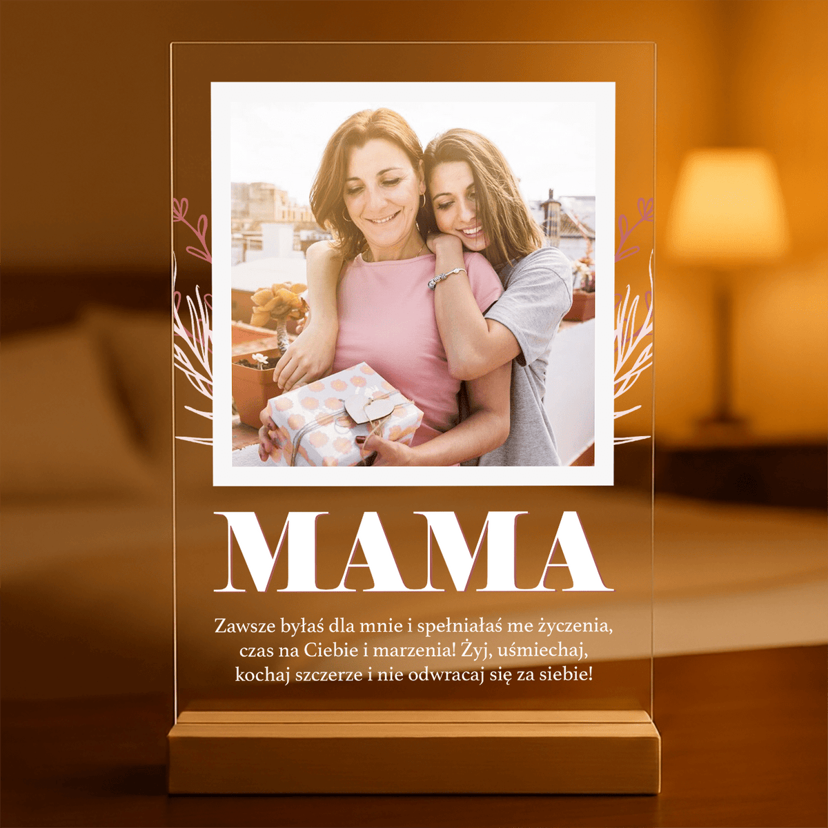 Kwadratowe zdjęcie z mamą - Druk na szkle, spersonalizowany prezent dla mamy - idamell.com
