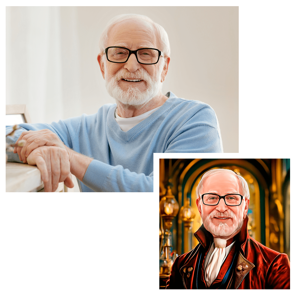 Kwadratowy portret arystokraty - druk na płótnie, spersonalizowany prezent dla niego - idamell.com