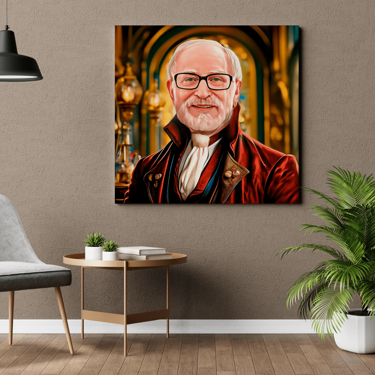 Kwadratowy portret arystokraty - druk na płótnie, spersonalizowany prezent dla niego - idamell.com