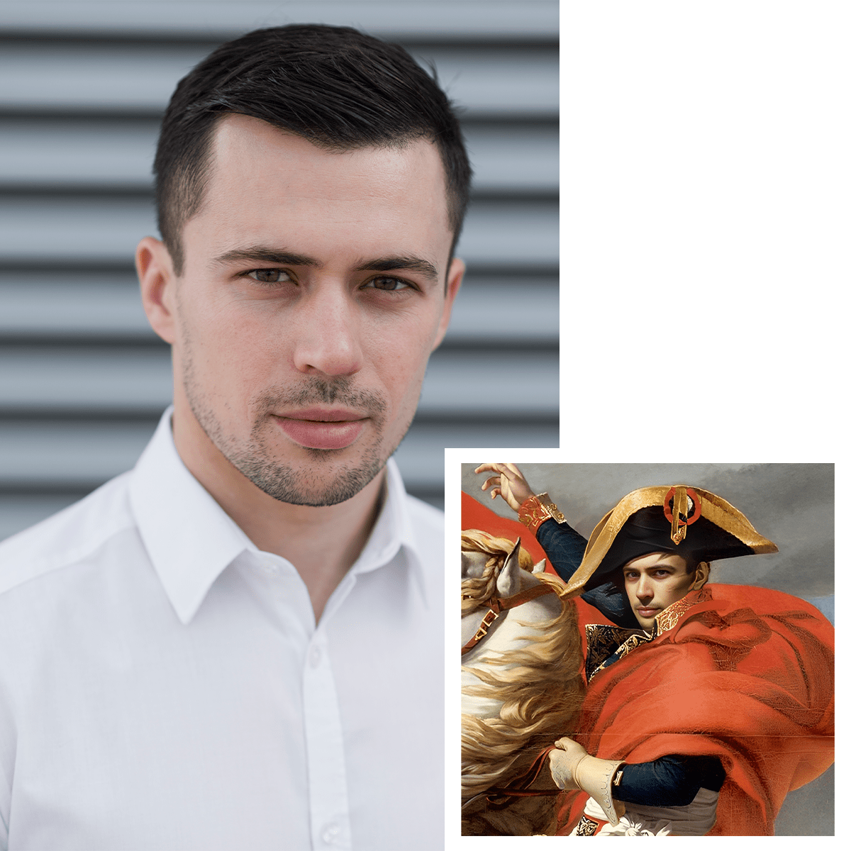 Kwadratowy portret Napoleona - druk na płótnie, spersonalizowany prezent dla niego - idamell.com