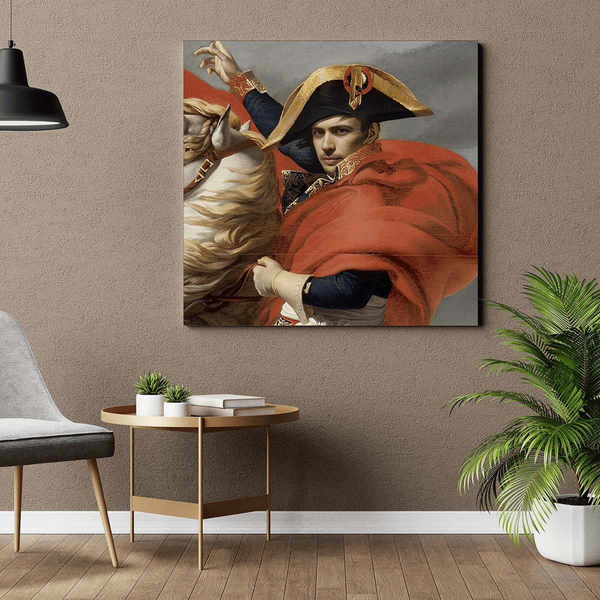 Kwadratowy portret Napoleona - druk na płótnie, spersonalizowany prezent dla niego - idamell.com
