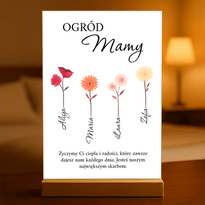Kwiaty w ogrodzie mamy - Druk na szkle, spersonalizowany prezent dla mamy - idamell.com