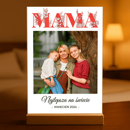 Kwiecisty napis MAMA - Druk na szkle, spersonalizowany prezent dla mamy - idamell.com