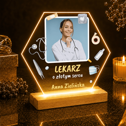 Lekarz o złotym sercu - Druk na szkle, spersonalizowany prezent dla lekarza - idamell.com