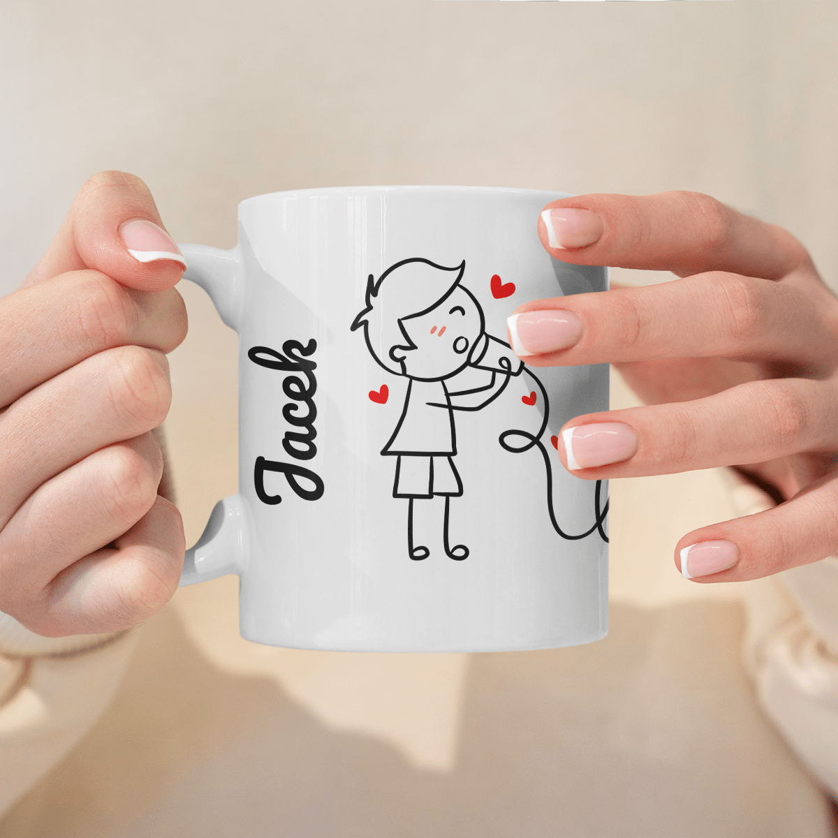 Love you imiona - 1x Kubek z nadrukiem, spersonalizowany prezent dla pary - idamell.com