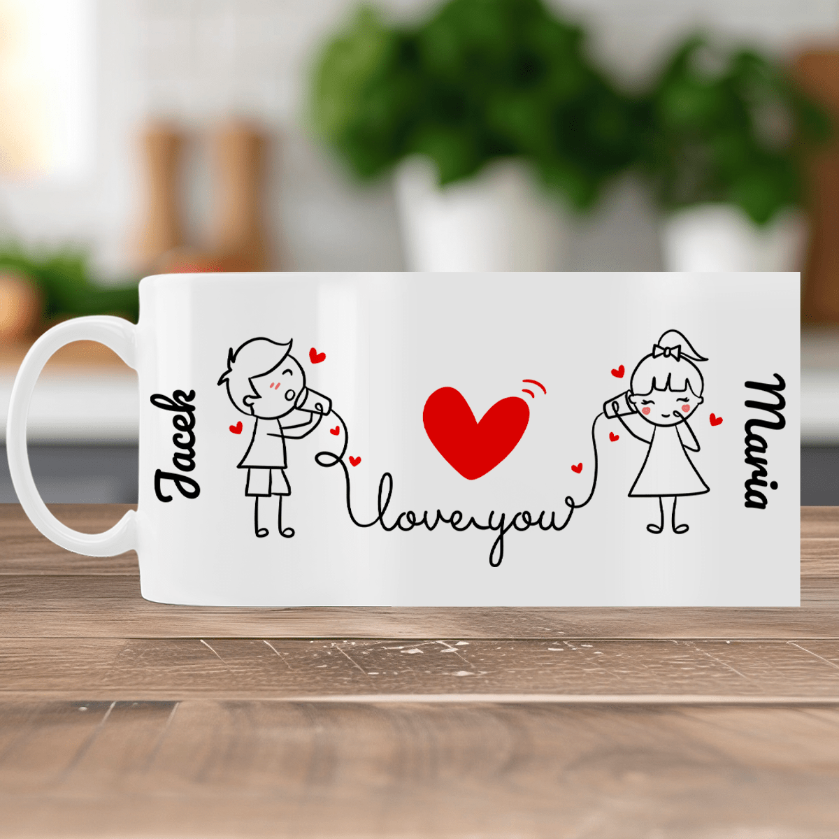 Love you imiona - 1x Kubek z nadrukiem, spersonalizowany prezent dla pary - idamell.com