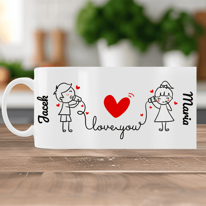 Love you imiona - 1x Kubek z nadrukiem, spersonalizowany prezent dla pary - idamell.com