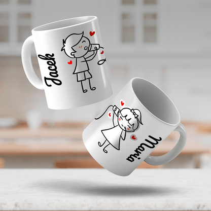Love you imiona - 1x Kubek z nadrukiem, spersonalizowany prezent dla pary - idamell.com