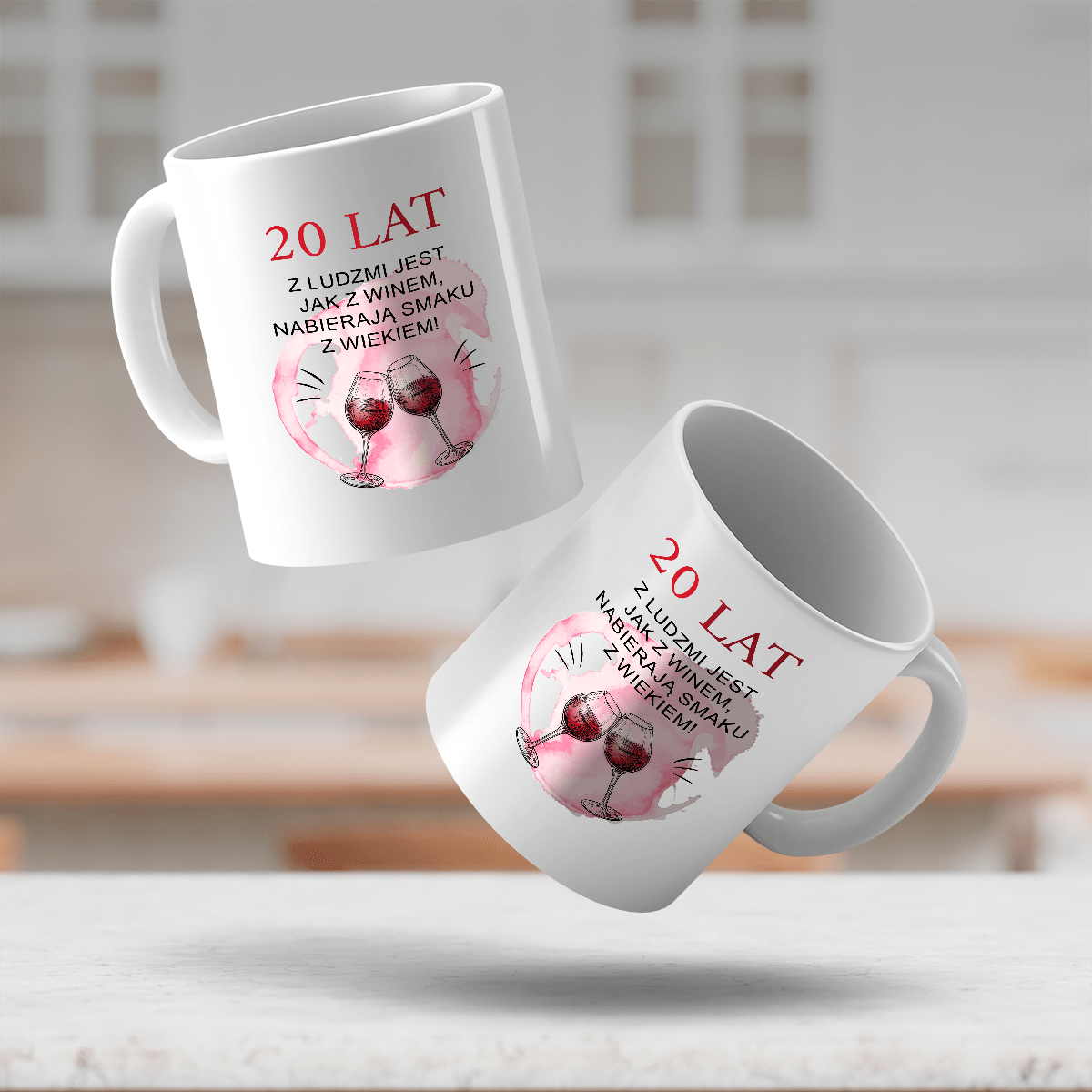 Ludzie jak wino - Zestaw 2 x Kubek z nadrukiem, spersonalizowany prezent dla niej - idamell.com