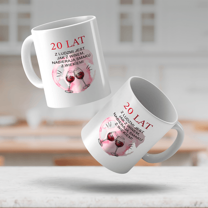 Ludzie jak wino - Zestaw 2 x Kubek z nadrukiem, spersonalizowany prezent dla niej - idamell.com