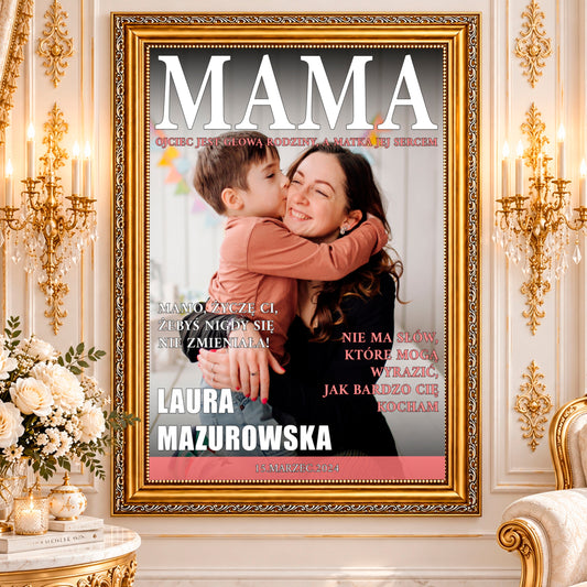 Kolaż ze zdjęć na płótnie Okładka magazynu — prezent dla mamy