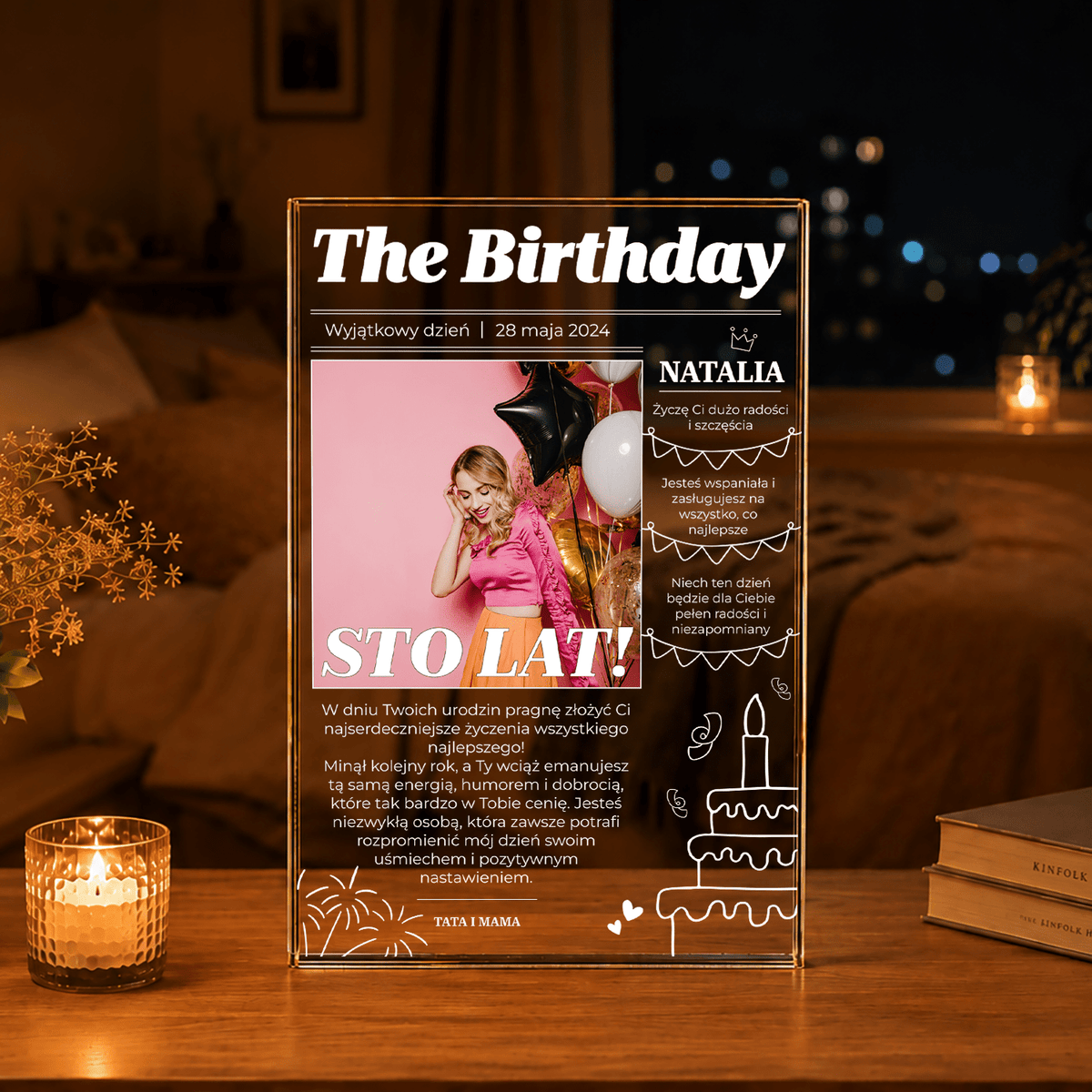 Magazyn The Birthday - Druk na szkle, spersonalizowany prezent na urodziny - idamell.com