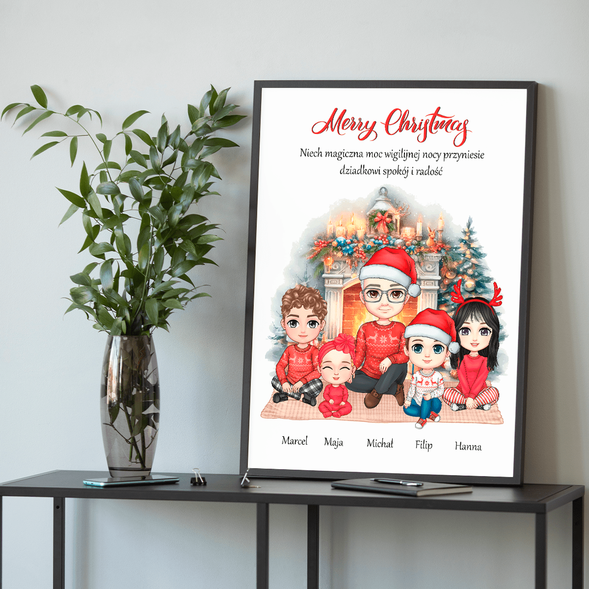 Magiczne Święta dziadka - plakat, spersonalizowany prezent dla dziadka - idamell.com