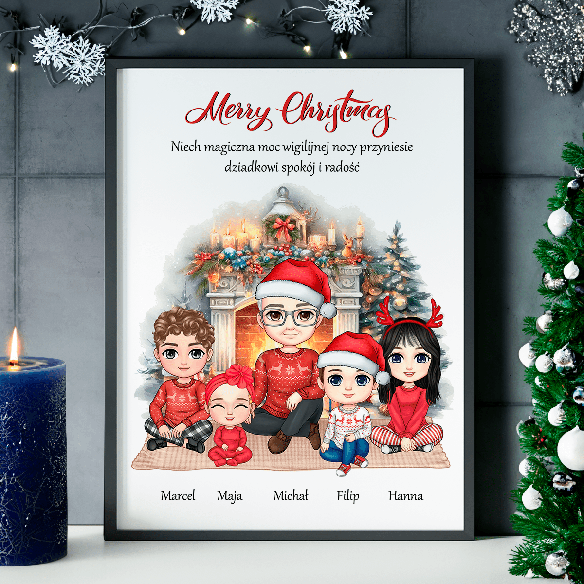 Magiczne Święta dziadka - plakat, spersonalizowany prezent dla dziadka - idamell.com