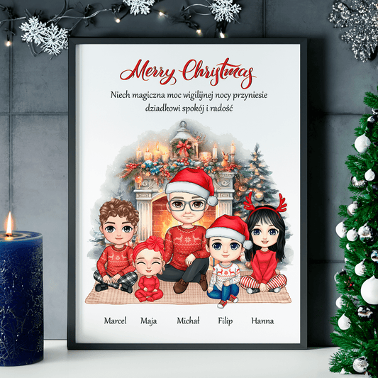 Magiczne Święta dziadka - plakat, spersonalizowany prezent dla dziadka - idamell.com