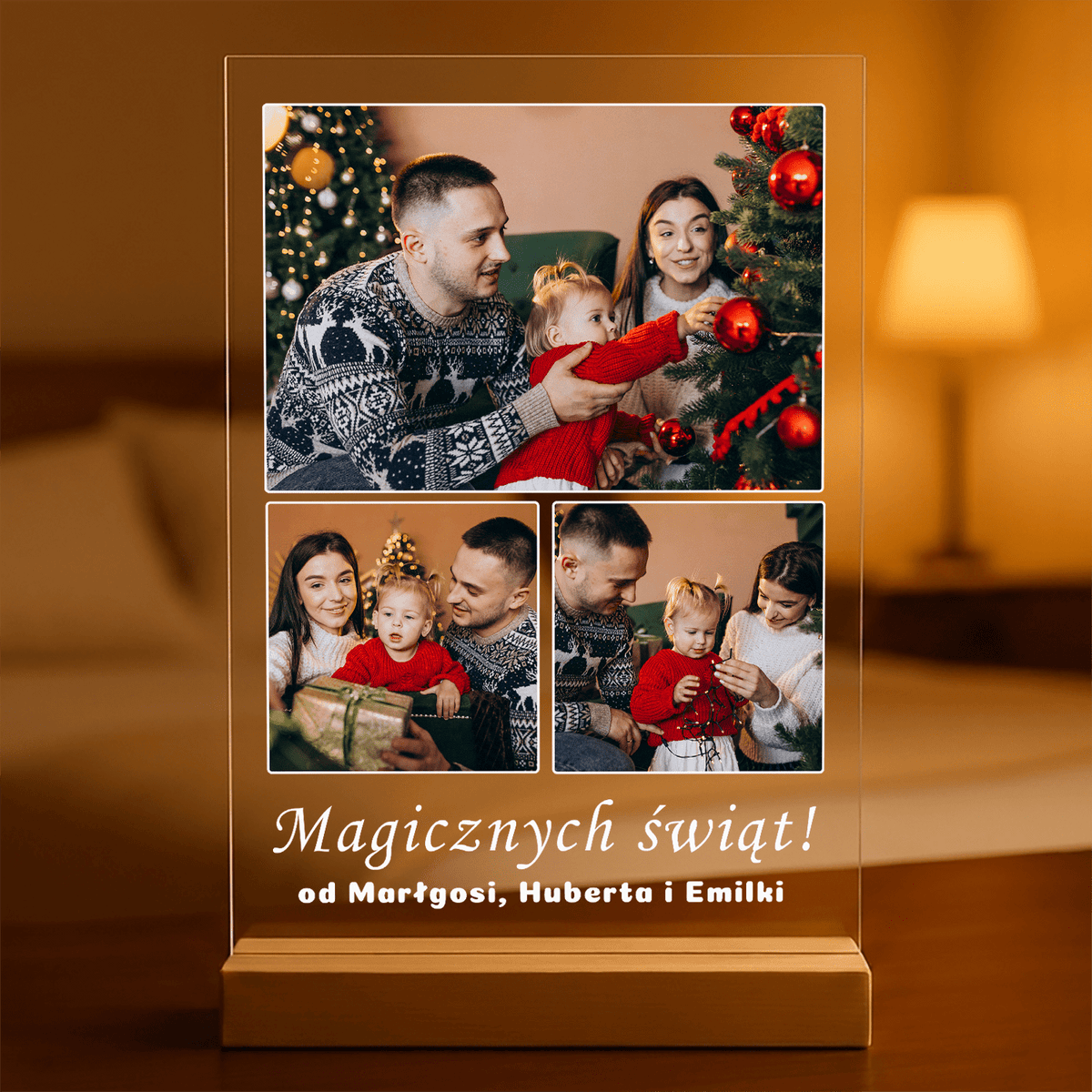 Magicznych Świąt - Druk na szkle, spersonalizowany prezent dla rodziny - idamell.com