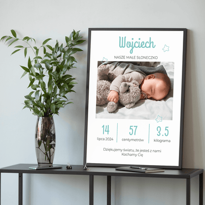 Małe słoneczko - plakat, spersonalizowany prezent dla dziecka - idamell.com