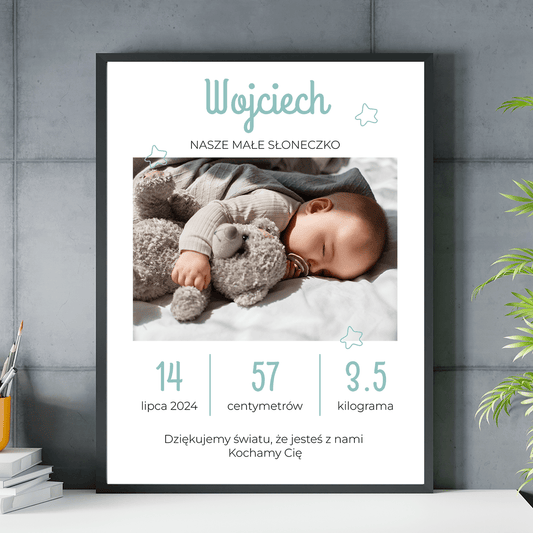 Małe słoneczko - plakat, spersonalizowany prezent dla dziecka - idamell.com