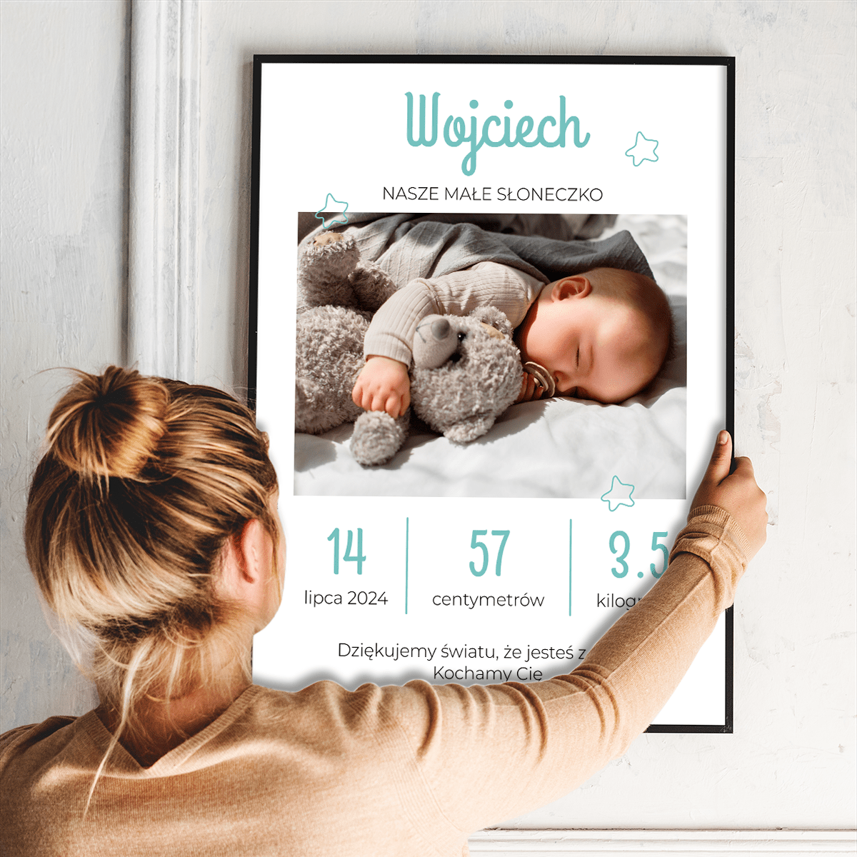 Małe słoneczko - plakat, spersonalizowany prezent dla dziecka - idamell.com