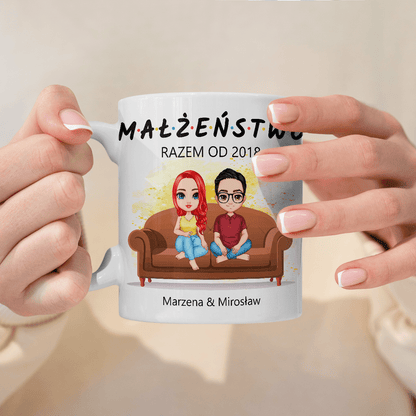 Małżeństwo - 1x Kubek z nadrukiem, spersonalizowany prezent dla pary - idamell.com