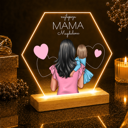 Mama i córka - Druk na szkle, spersonalizowany prezent dla mamy - idamell.com