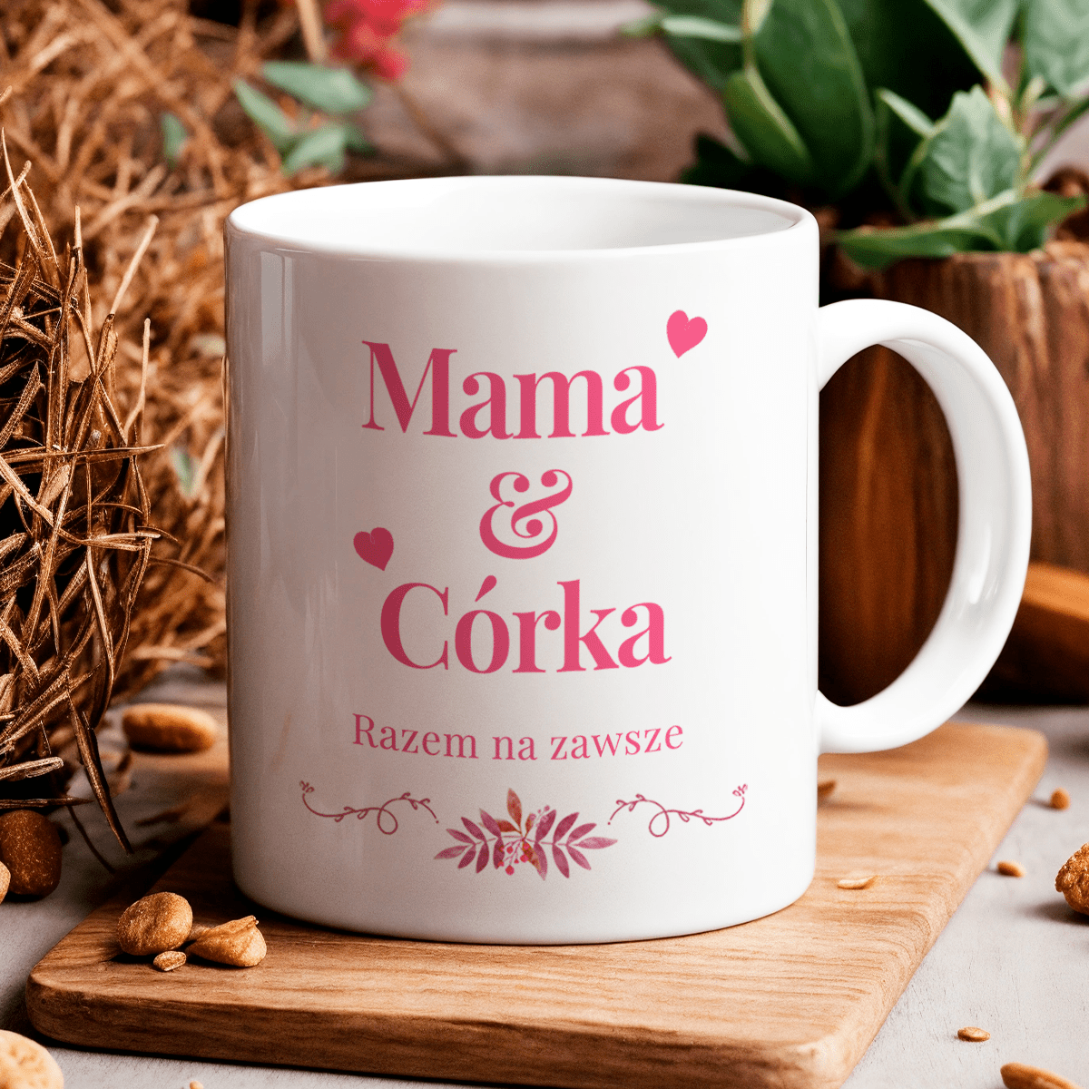 Mama i córka na zawsze - 1x Kubek z nadrukiem, spersonalizowany prezent dla mamy - idamell.com