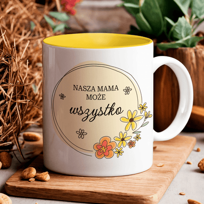 Mama może wszystko - 1x Kubek z nadrukiem, spersonalizowany prezent dla mamy - idamell.com
