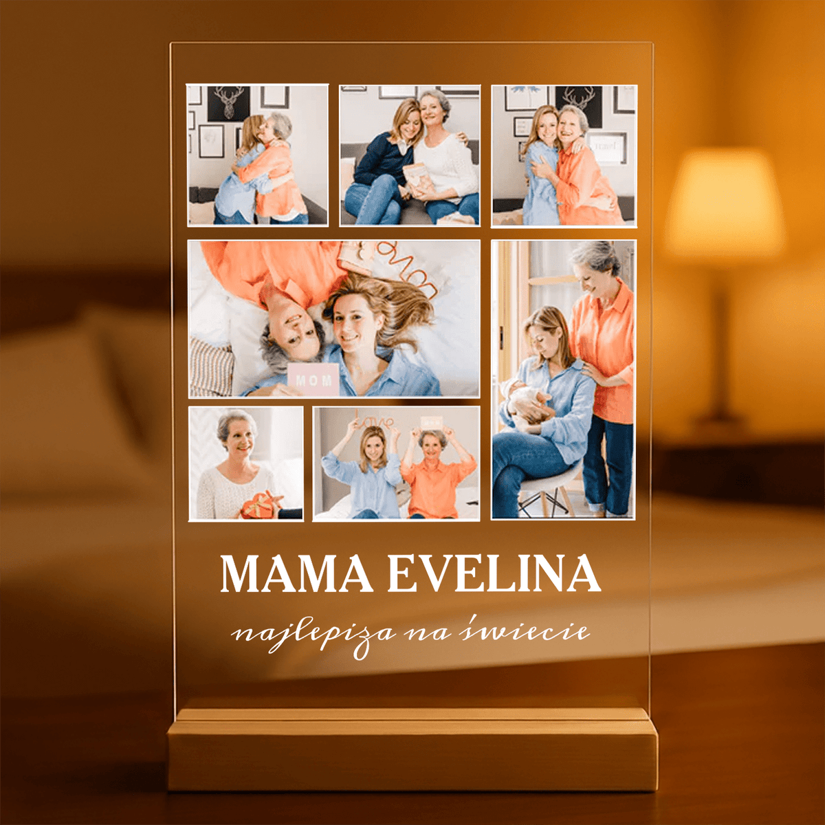 Mama najlepsza na świecie - Druk na szkle, spersonalizowany prezent dla mamy - idamell.com