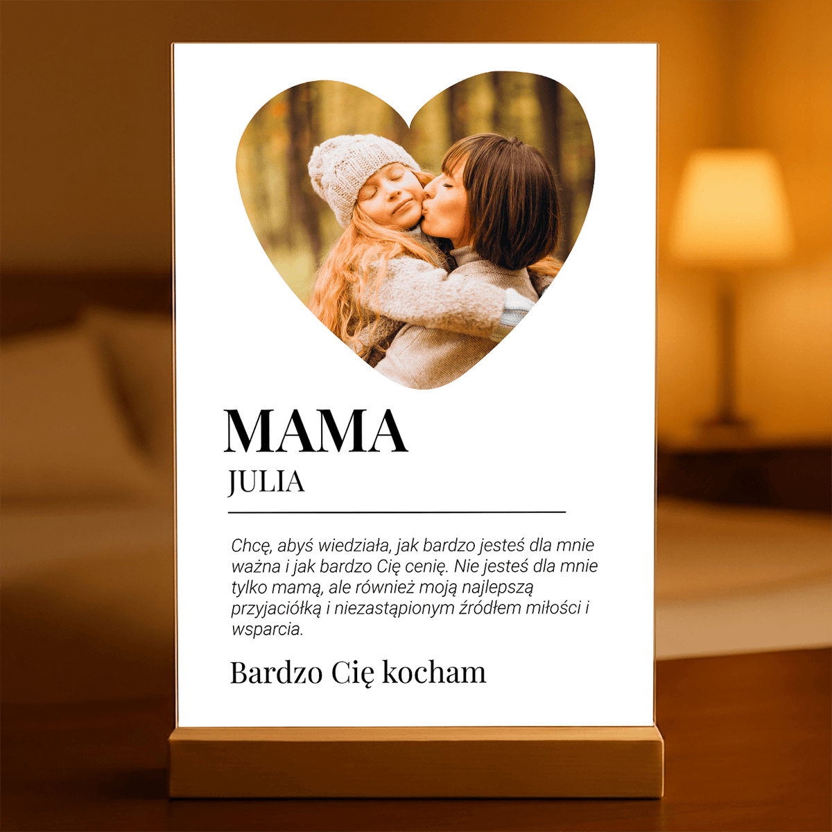 Mama najlepsza przyjaciółka - Druk na szkle, spersonalizowany prezent dla mamy - idamell.com