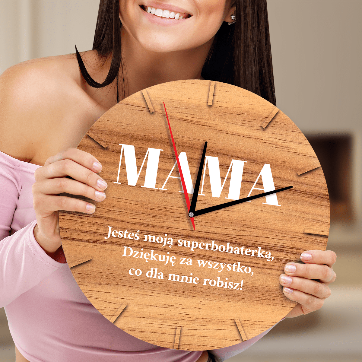 Mama superbohaterką - zegar, spersonalizowany prezent dla mamy - idamell.com