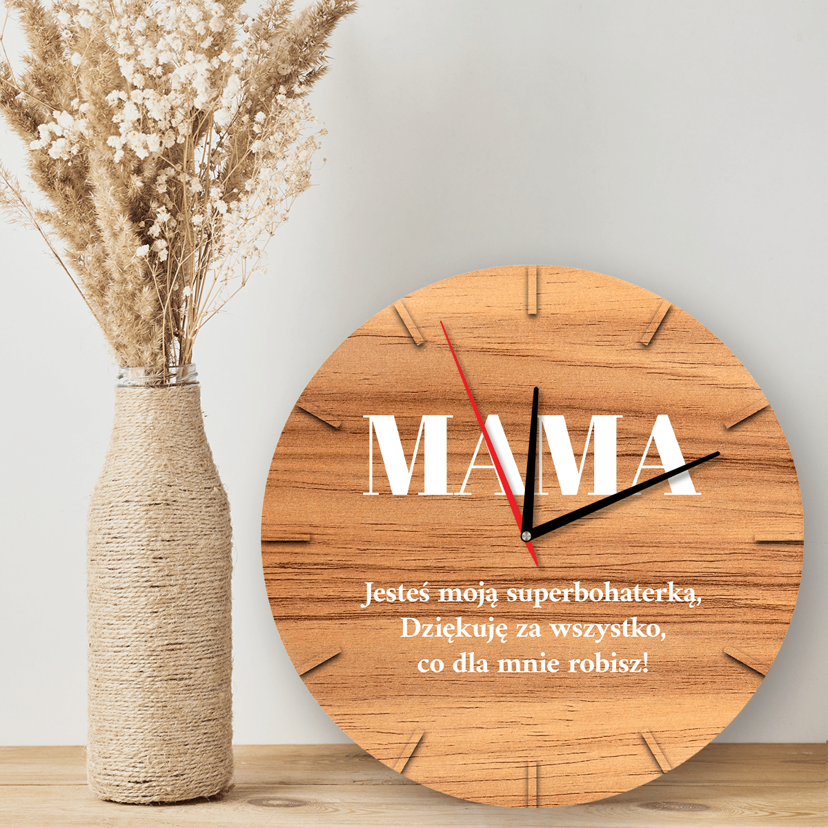 Mama superbohaterką - zegar, spersonalizowany prezent dla mamy - idamell.com