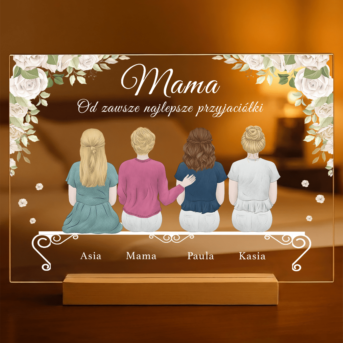 Mama z córkami ClipArt - Druk na szkle, spersonalizowany prezent dla mamy - idamell.com