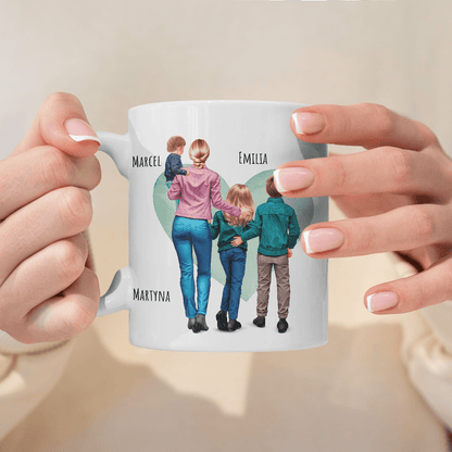 Mama ze swoimi dziećmi Clipart - 1x Kubek z nadrukiem, spersonalizowany prezent dla mamy - idamell.com