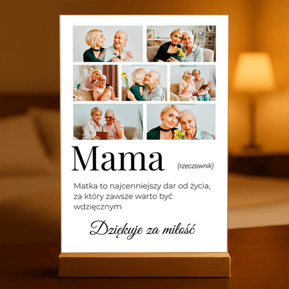 MAMA Znaczenie słowa - Druk na szkle, spersonalizowany prezent dla mamy - idamell.com