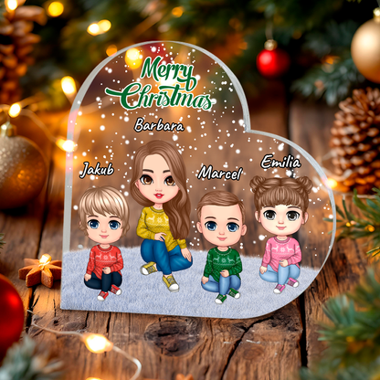 Druk na szkle CLIPART MAMA + wieczna róża + wisiorek - zestaw prezentowy 3 w 1, spersonalizowany prezent dla mamy