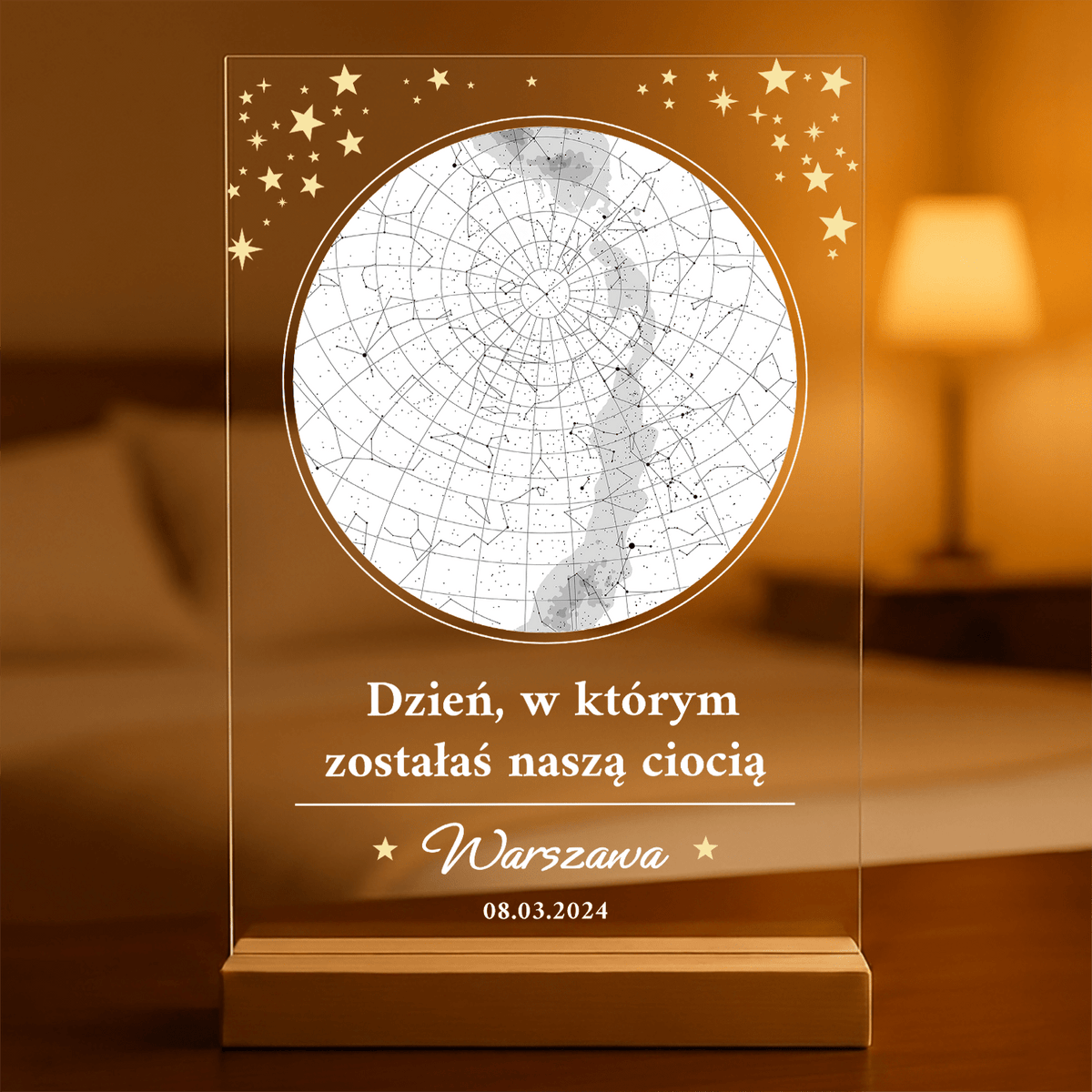 Mapa gwiazd ciocia - Druk na szkle, spersonalizowany prezent dla cioci - idamell.com