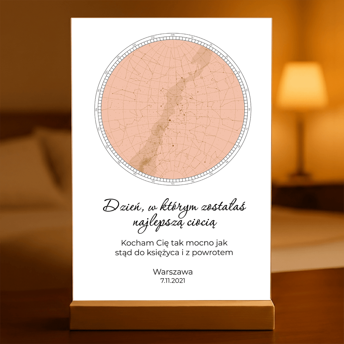Mapa gwiazd dla cioci - Druk na szkle, spersonalizowany prezent dla cioci - idamell.com