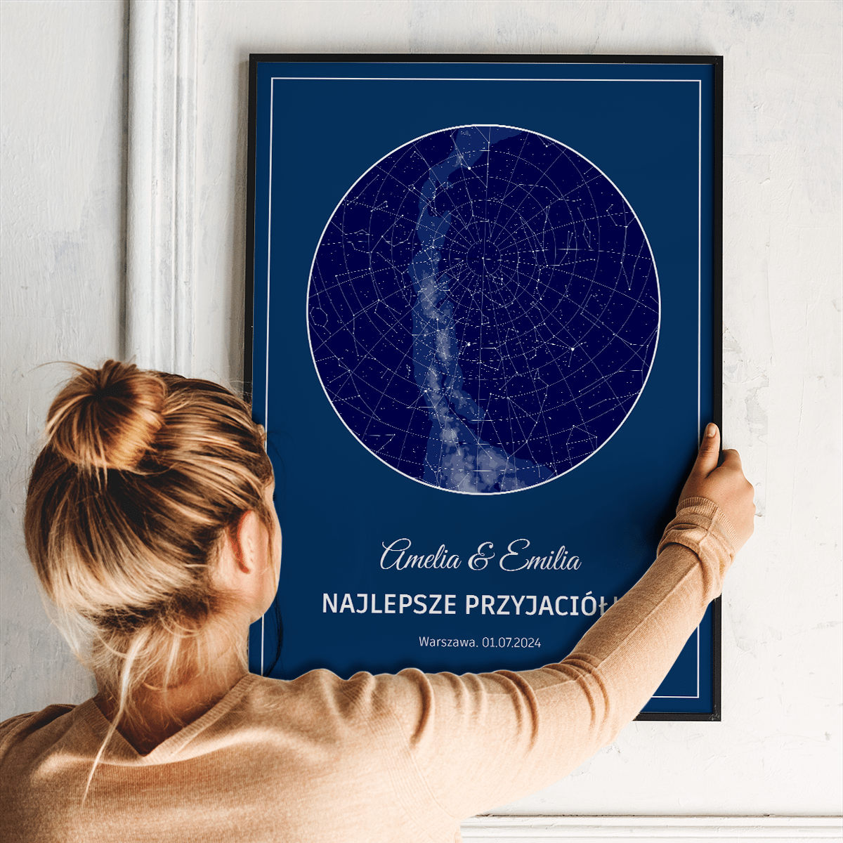 Mapa gwiazd przyjaciółek - plakat, spersonalizowany prezent dla przyjaciółki - idamell.com