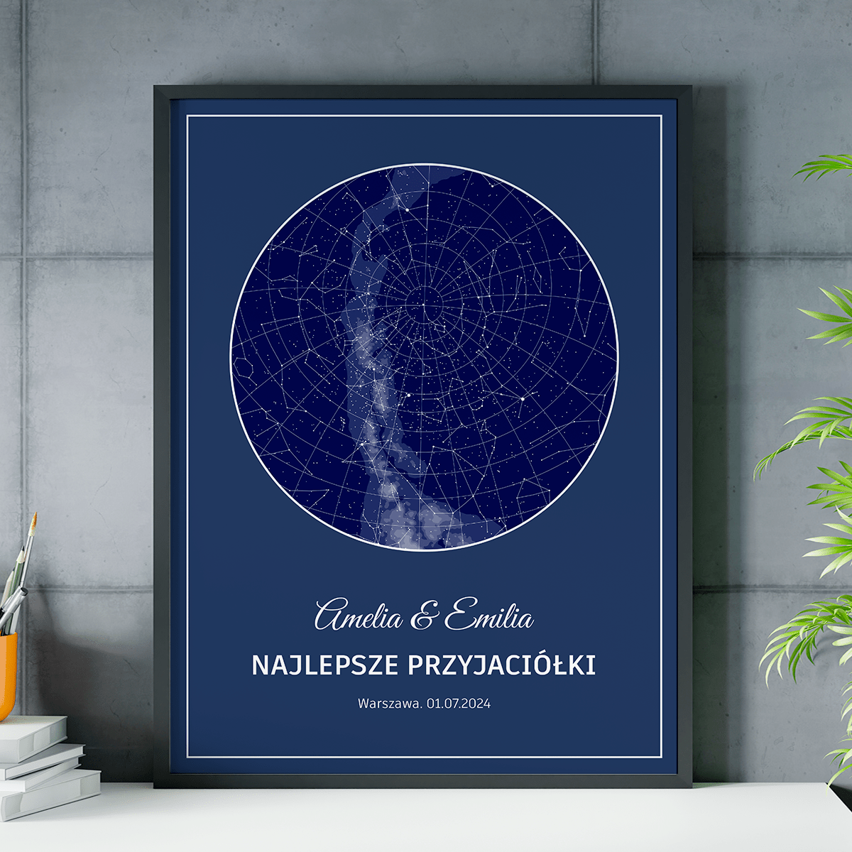 Mapa gwiazd przyjaciółek - plakat, spersonalizowany prezent dla przyjaciółki - idamell.com