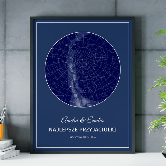 Mapa gwiazd przyjaciółek - plakat, spersonalizowany prezent dla przyjaciółki - idamell.com