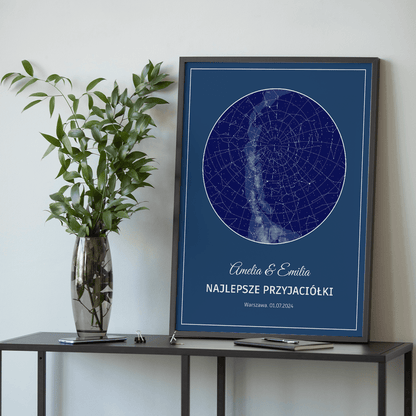 Mapa gwiazd przyjaciółek - plakat, spersonalizowany prezent dla przyjaciółki - idamell.com
