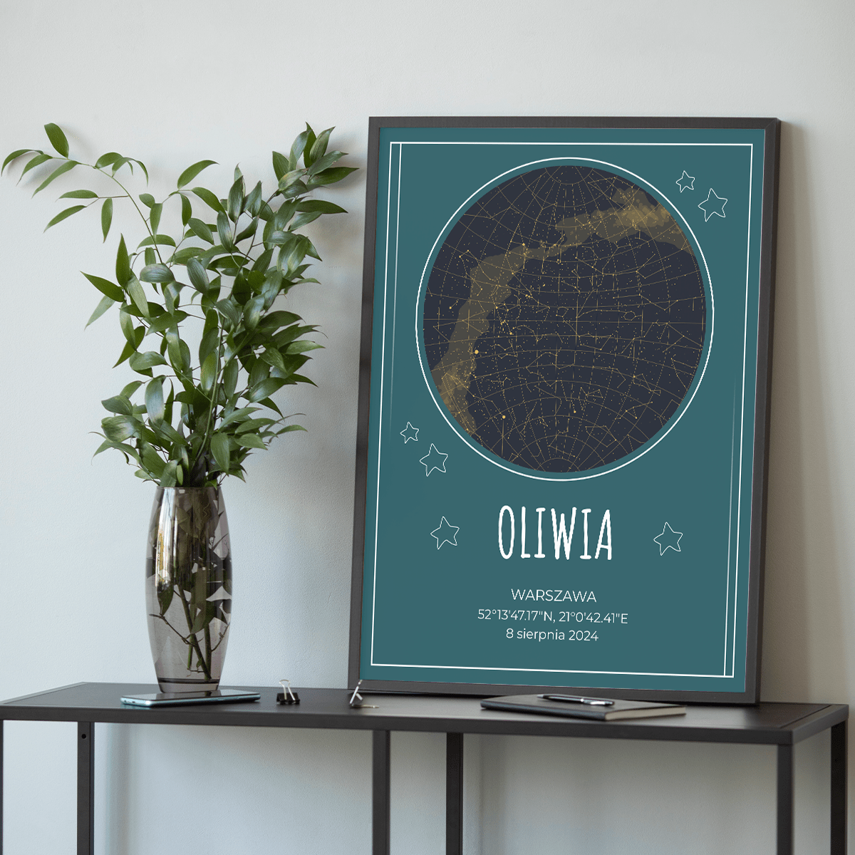 Mapa gwiazd w dniu urodzin - plakat, spersonalizowany prezent dla dziecka - idamell.com
