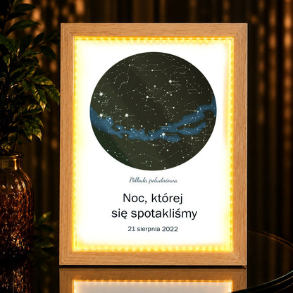 Mapa gwiazd w ramce - Druk na szkle, spersonalizowany prezent - idamell.com