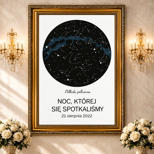 Kolaż ze zdjęć na płótnie Mapa gwiezdna — prezent na rocznicę